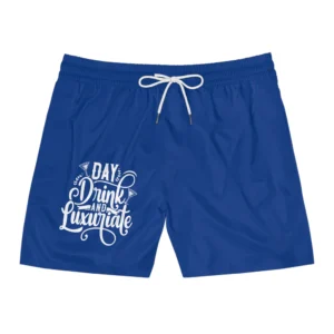 Men's Swim Shorts with 'Drink and Luxuriate' Design | Beachwear, Summer Pool Attire, Vacation Shorts, Stylish Swimwear, Fun Swim Trunks